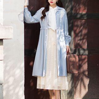 Applique Contrast Trim Trench Coat