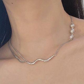 Water Ripple Ball Necklace Silver - Water Ripple