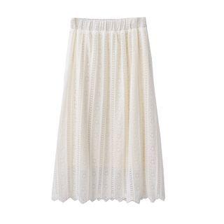 Midi A-line Lace Skirt Almond - One Size