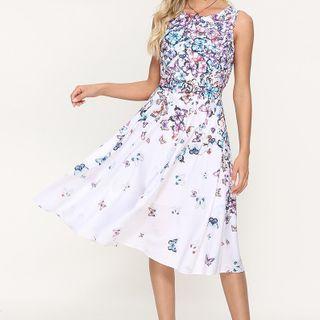 Sleeveless Butterfly A-line Dress