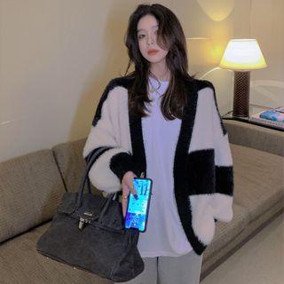 Two Tone Cardigan As Shown In Figure - One Size