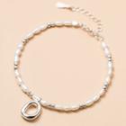 925 Sterling Silver Faux Pearl Bracelet White Pearl - Silver - One Size