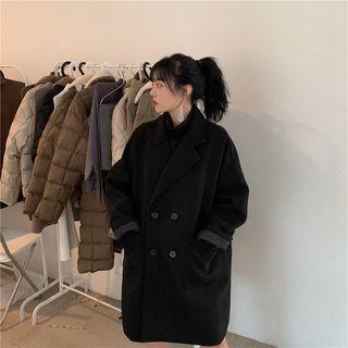 Notch Lapel Double-breasted Coat Black - One Size