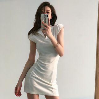 Cap-sleeve Collared Mini Dress