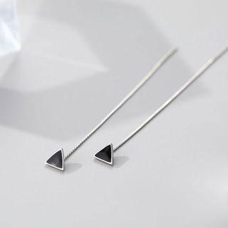 Triangle Threader Earring 1 Pair - Black & Silver - One Size