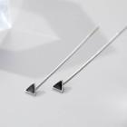 Triangle Threader Earring 1 Pair - Black & Silver - One Size