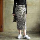 Leopard Velvet H-line Midi Skirt