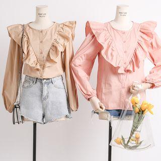 Ruffled-trim Loose-fit Shirt
