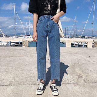Straight Cut Seam Front Cropped Jeans
