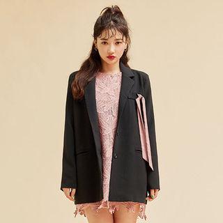Single-breasted Blazer With Ribbon