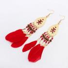 Feather Resin Bead Fringed Earring
