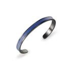 Simple And Classic Plated Black C-shape Blue Leather 316l Stainless Steel Bangle Black - One Size