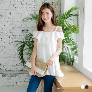 Flounce Open-shoulder Trapeze Top