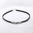 925 Sterling Silver Lettering Leather Choker 925 Sterling Silver - 1 Piece - Black Rope - One Size