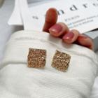 Square Alloy Earring 1 Pair - 925 Silver Earring - Gold - One Size