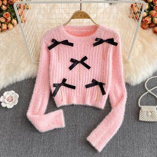 Bow Detail Fluffy Sweater
