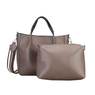 Set: Faux Leather Tote + Zip Bag