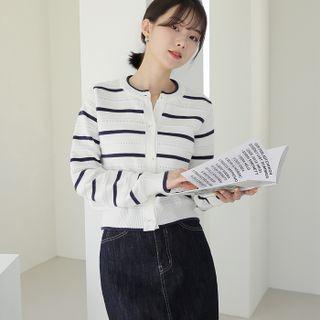 Perforated Stripe Cardigan