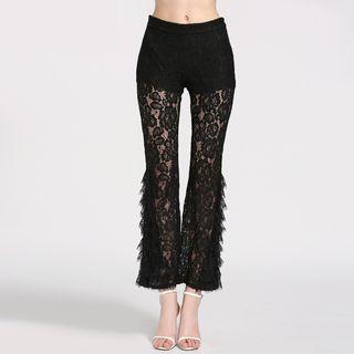 Lace Cropped Boot-cut Pants
