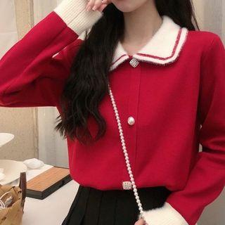 Color Block Collar Sweater