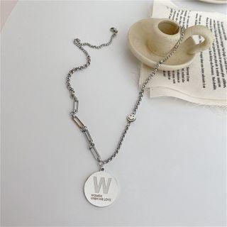Letter W Pendant Stainless Steel Necklace