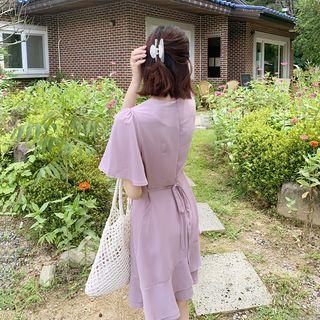 Ruffled Crepe A-line Dress