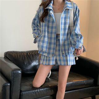 Plaid Zip Jacket / Shorts