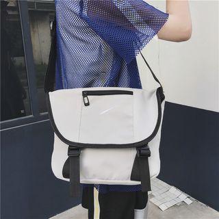 Embroidered Nylon Messenger Bag