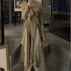 Flared-sleeve Ruffle Midi A-line Dress