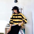 Balloon-sleeve Stripe Oversized Pullover