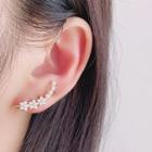 Rhinestone Flower Clip-on Earring 1 Pair - Clip On Earrings - White & Gold - One Size
