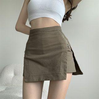 Zip-up Mini Pencil Skort