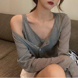 Set: Tank Top + Long-sleeve Henley T-shirt