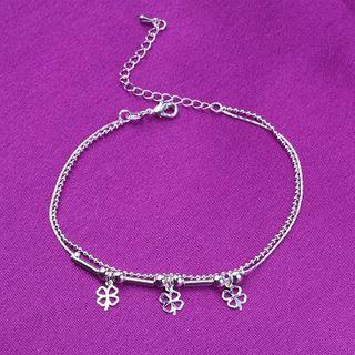 925 Sterling Silver Clover Layered Bracelet / Anklet