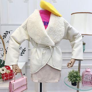 Faux Leather Furry Collar Jacket