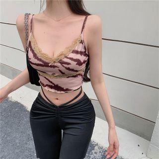 Tiger Print Cropped Camisole Top / Boot-cut Pants