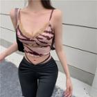 Tiger Print Cropped Camisole Top / Boot-cut Pants