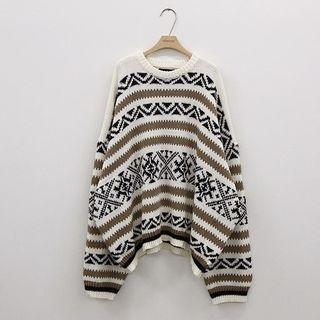 Printed Sweater Khaki - One Size