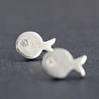 925 Sterling Silver Fish Stud Earring Silver - One Size