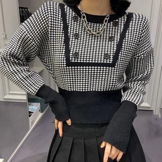 Double-breasted Patterned Sweater