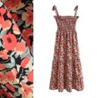 Tie Strap Floral Print Sleeveless Dress