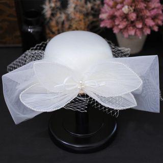 Wedding Bow Mesh Fascinator Hat White - One Size