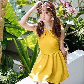 Set: Ruffle Trim Swimdress + Swim Shorts