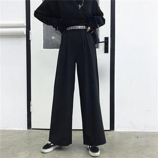Lettering Trim Wide Leg Pants