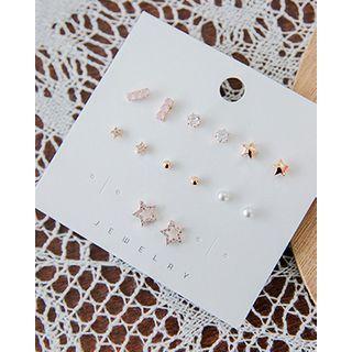 Star Motif Ear Stud Set (14 Pcs) One Size