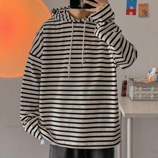 Couple Hooded Striped Sweatshirt