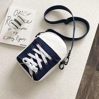 Lace-up Denim Panel Crossbody Bag