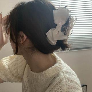 Bow Fabric Hair Clamp Pale Pink - One Size