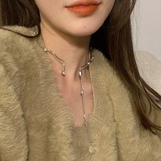 Rhinestone Choker 1pc - Silver - One Size