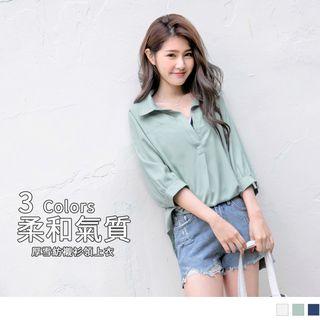 Elbow Sleeve V-neck Top